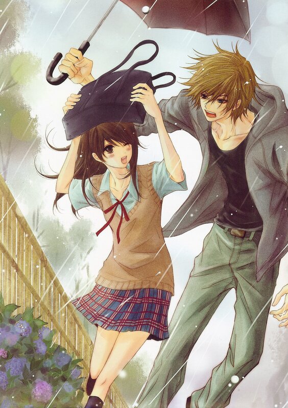 Anime Couple in Rain — Brown