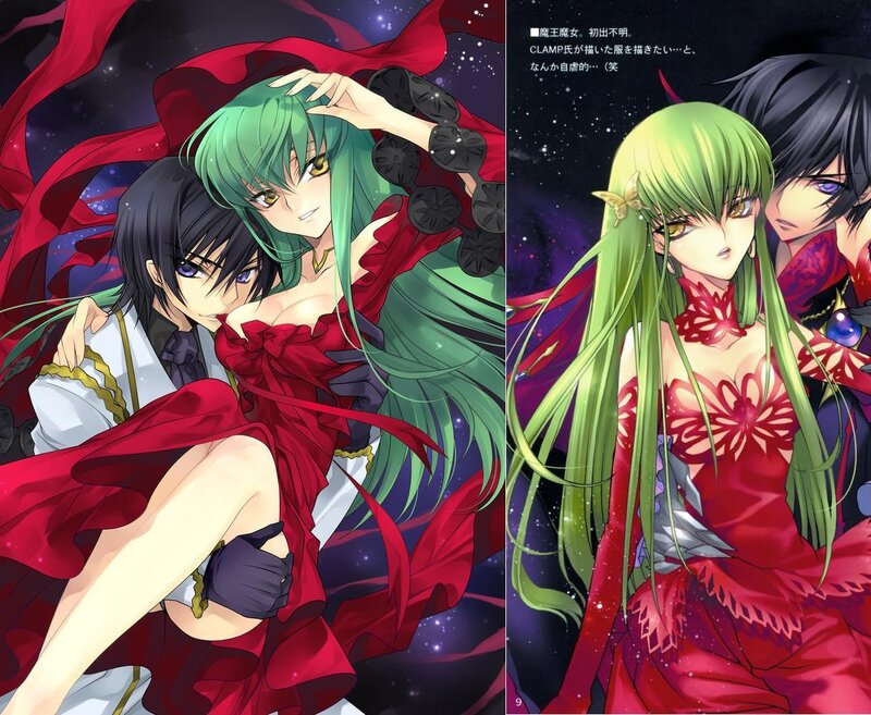 anime couple in red dresses