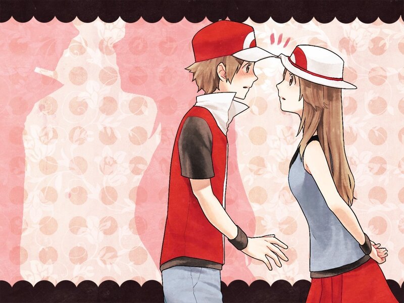anime couple in red hats