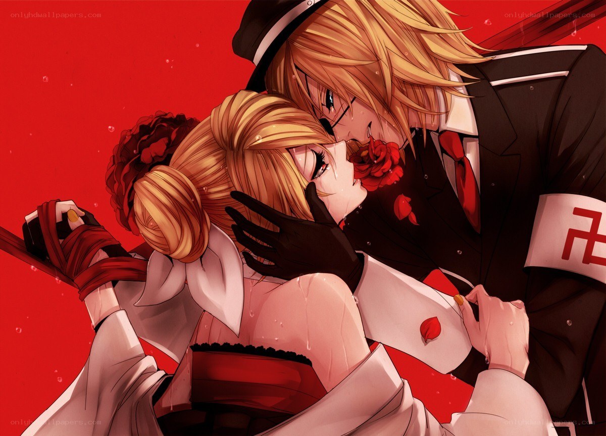 anime couple in red scene