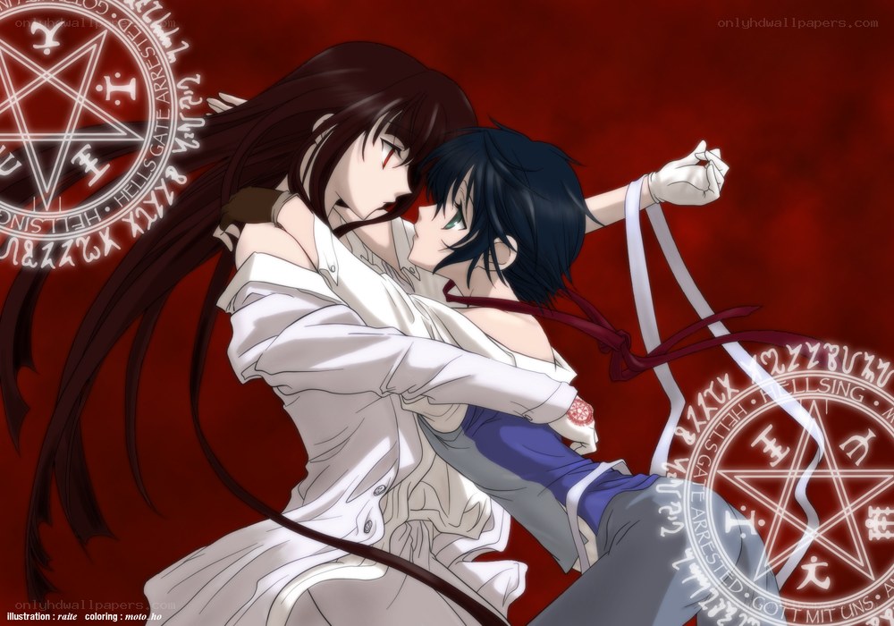 anime couple in ritual scene