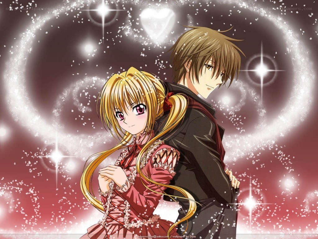 anime couple in romantic scene