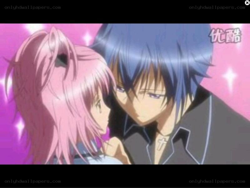 anime couple in romantic scene