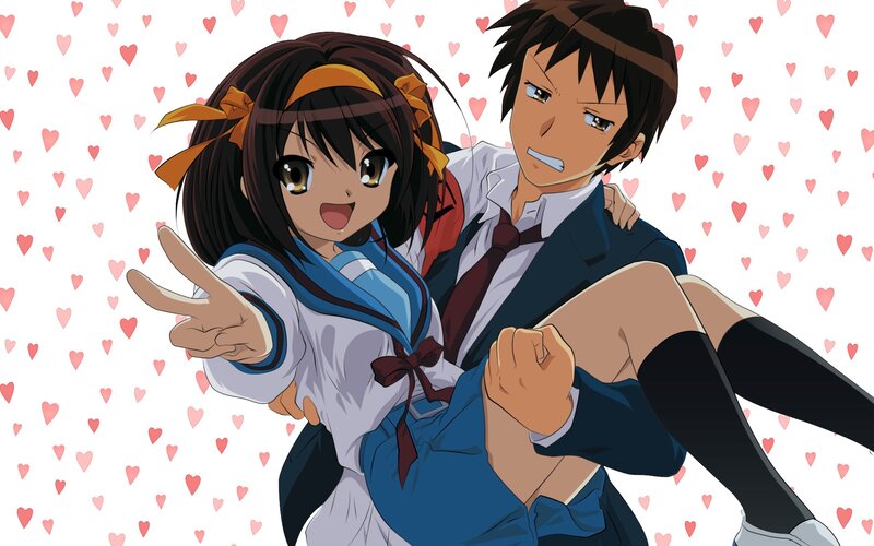 anime couple in school uniforms