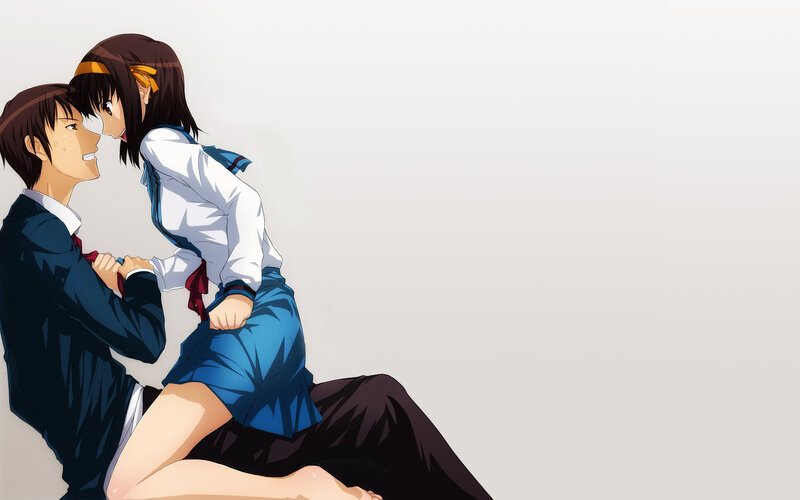 anime couple in school uniforms