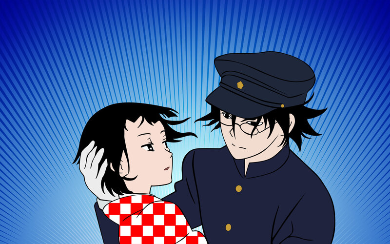 anime couple in school uniforms