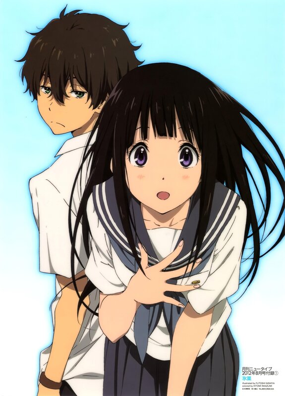 anime couple in school uniforms