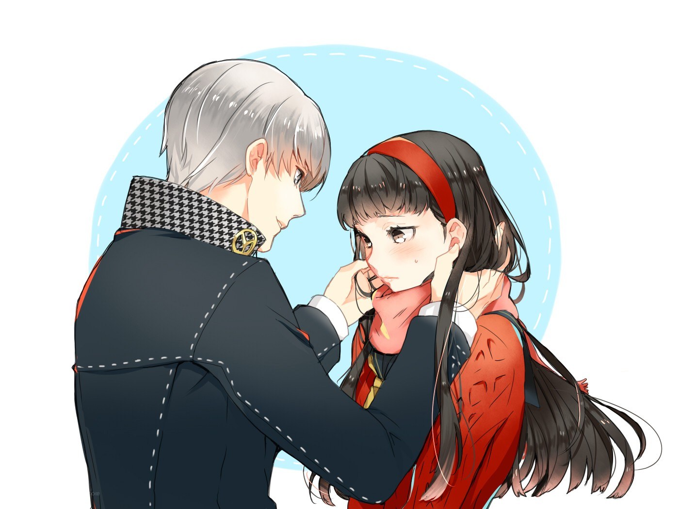 anime couple in school uniforms