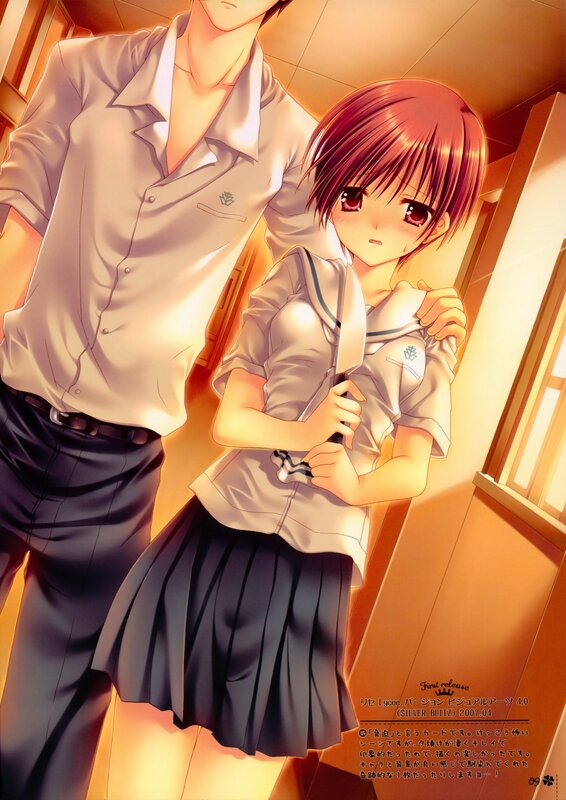 Anime couple in school uniforms