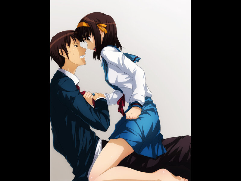 Anime Couple in School Uniforms — Blue, Intimate
