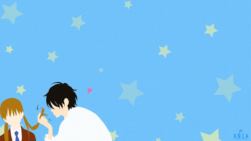 Anime Couple in School Uniforms — Blue, Romantic, Night