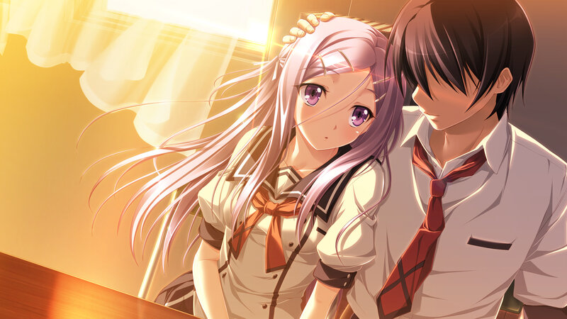 Anime Couple in School Uniforms — Yellow