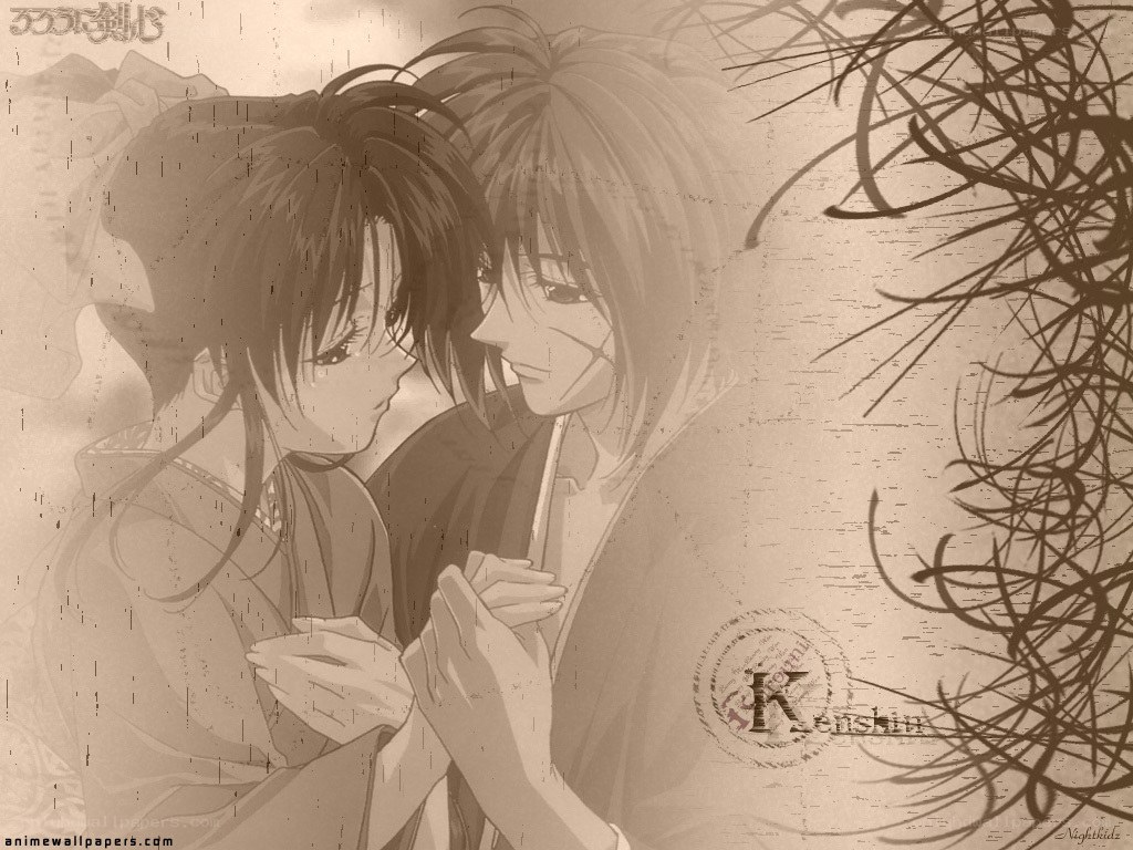 anime couple in sepia tones