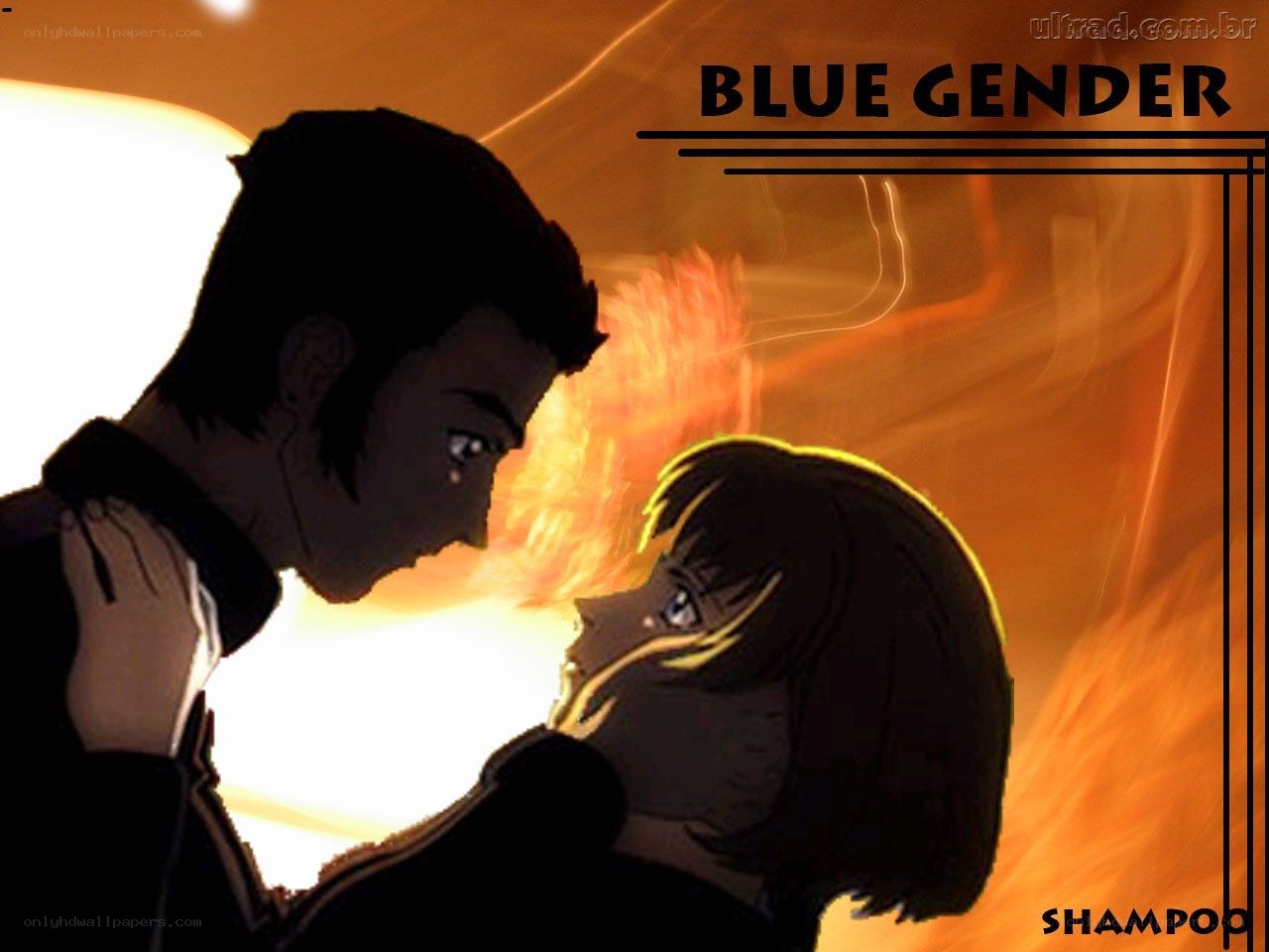 anime couple in silhouette