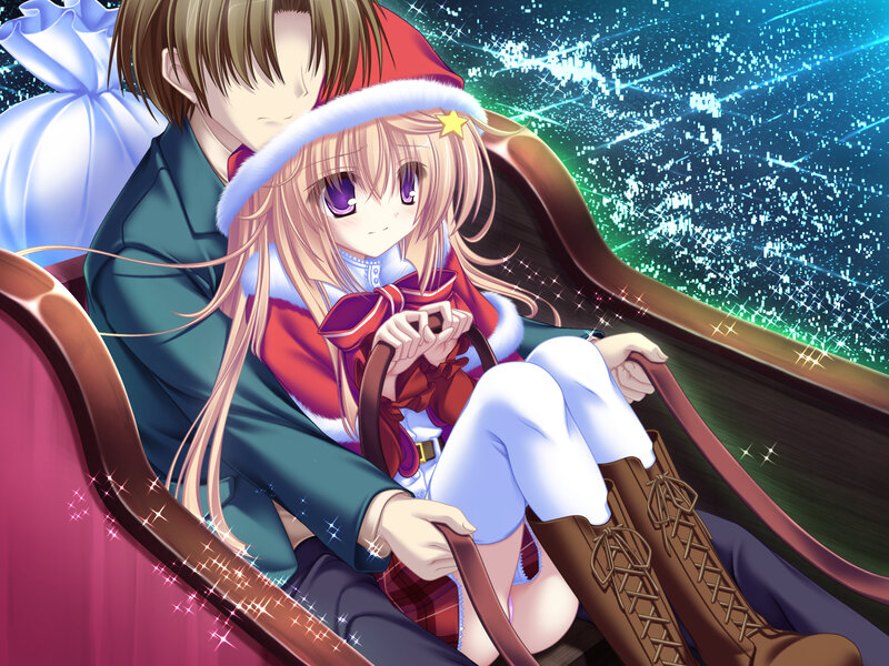 Anime Couple in Sleigh