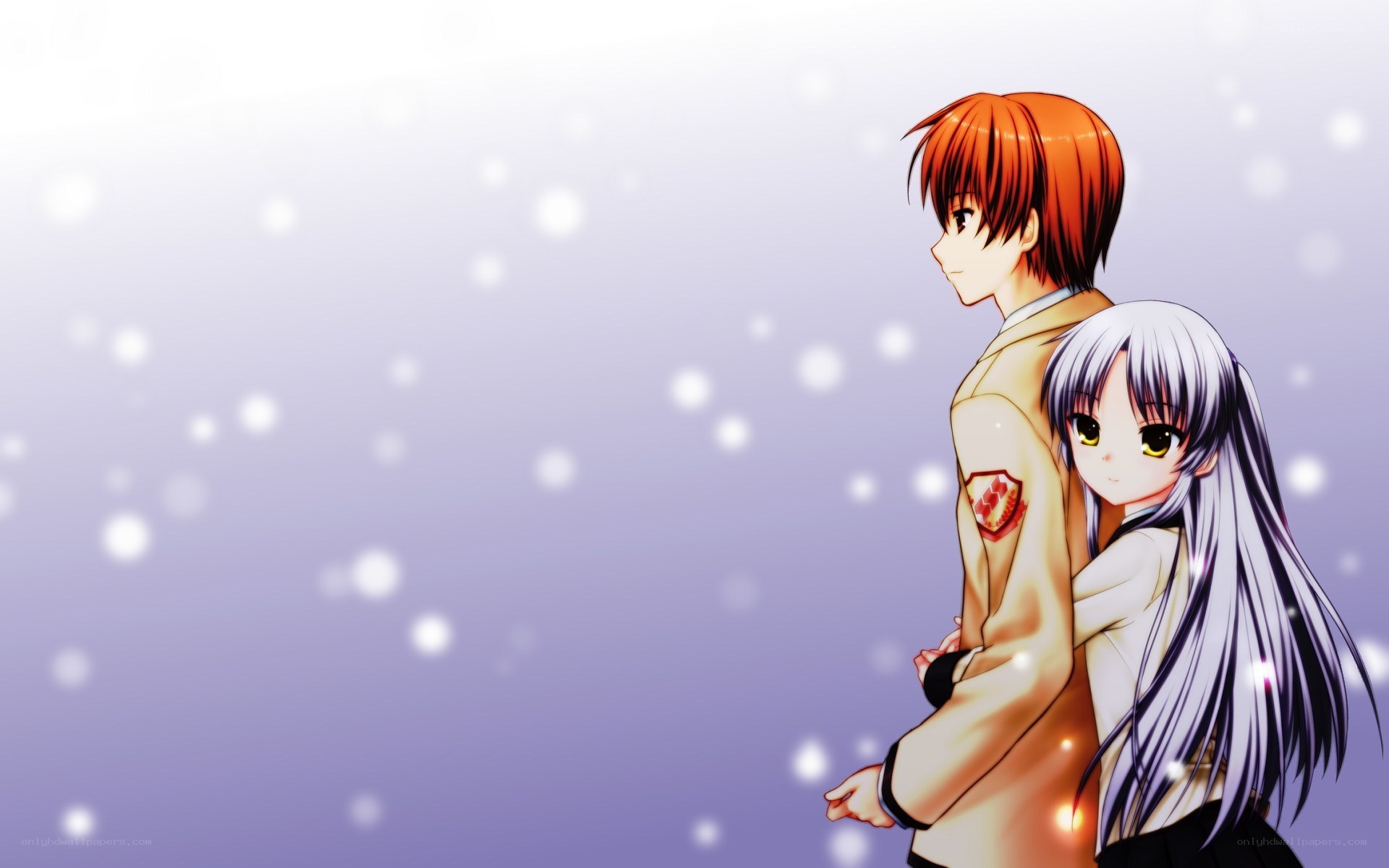 anime couple in snow