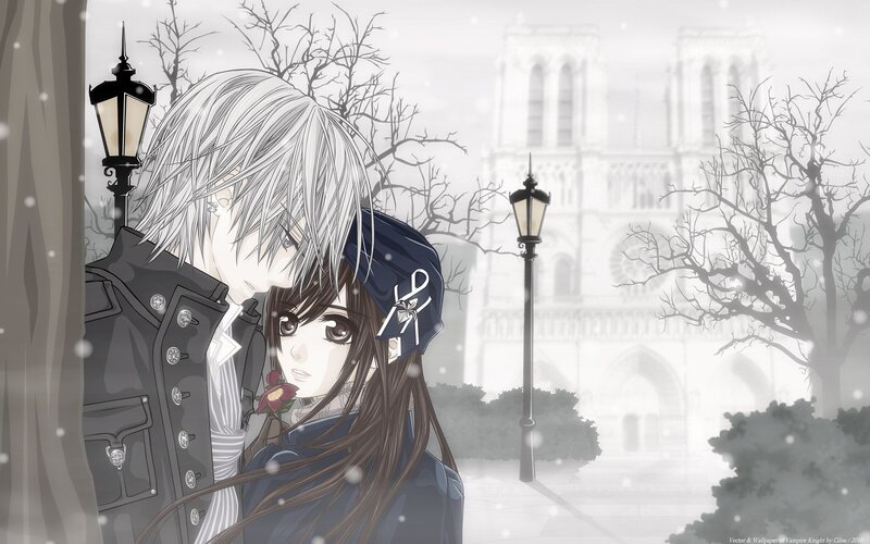 anime couple in snow