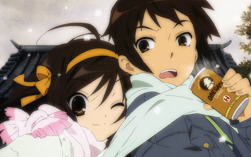 Anime couple in snow
