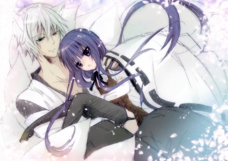 anime couple in snow