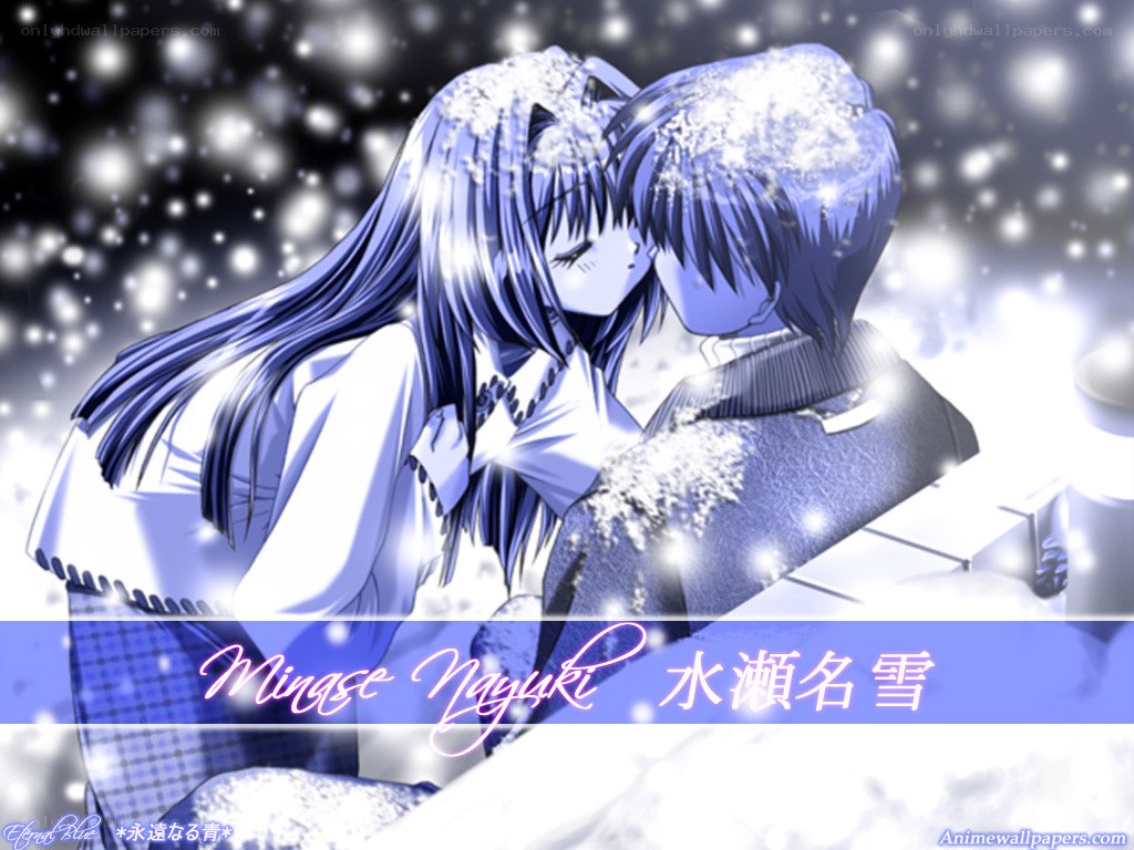 Anime couple in snow