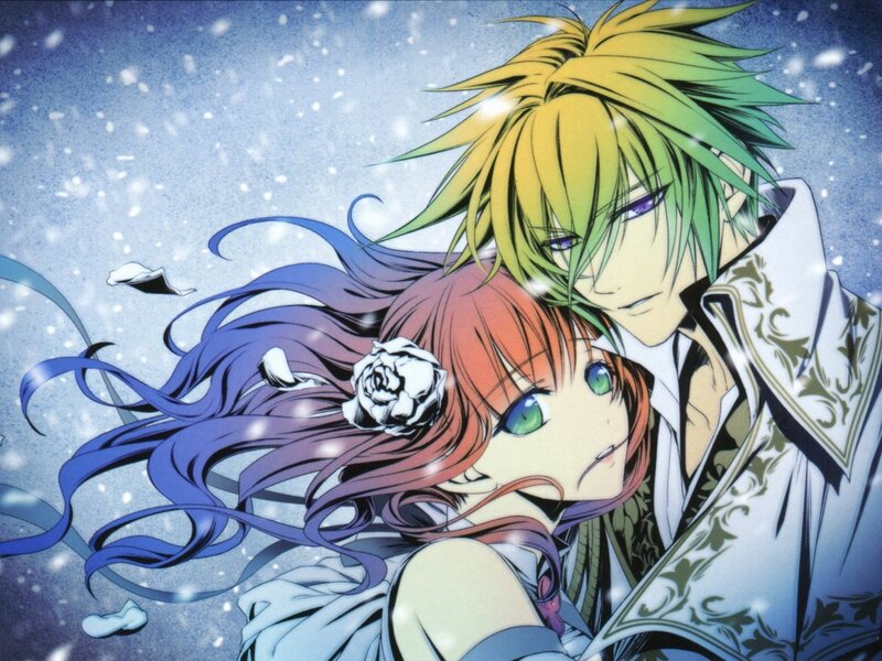 Anime Couple in Snow — Blue, Dramatic