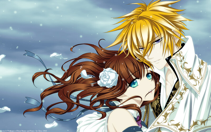 Anime Couple in Snow — Blue, Dramatic, Winter