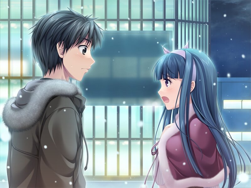 Anime Couple in Snow — Blue