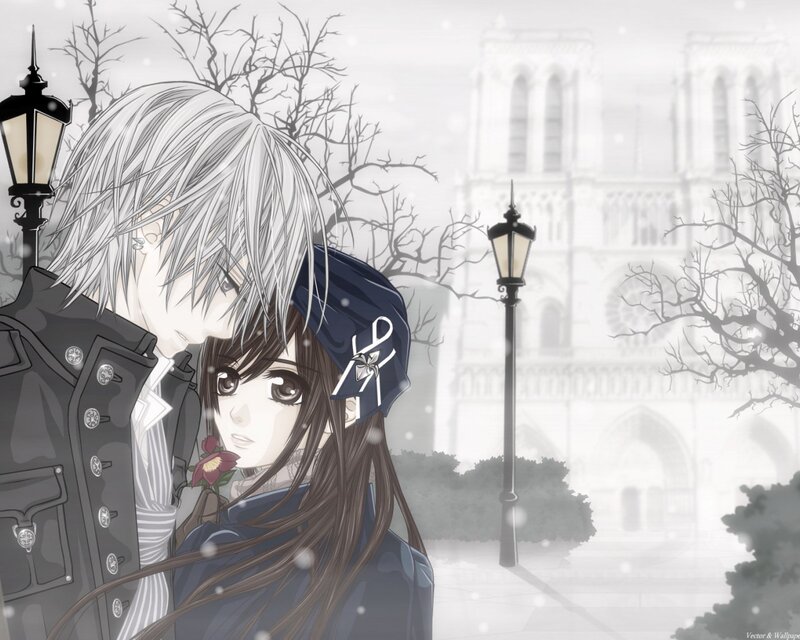 Anime Couple in Snow — Gray, Romantic