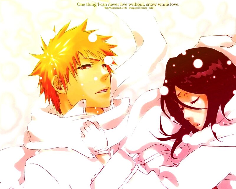 Anime Couple in Snow — Yellow