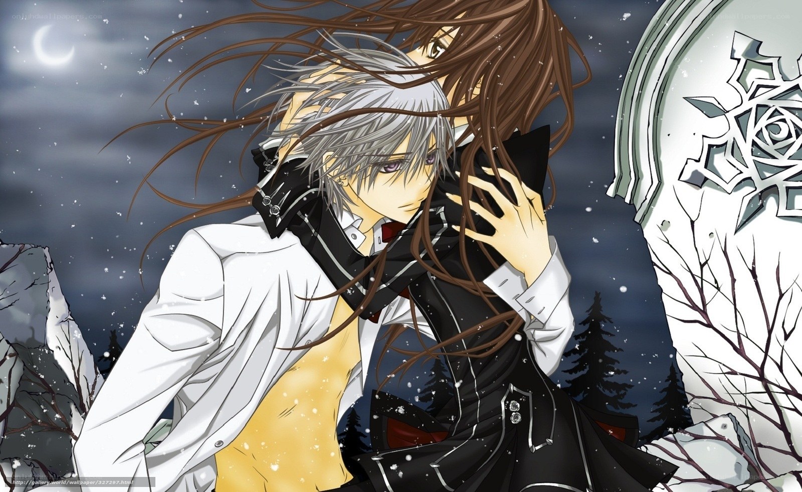 anime couple in snow