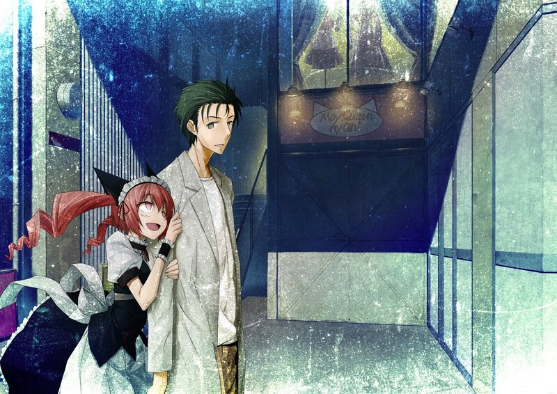 anime couple in snowy alley