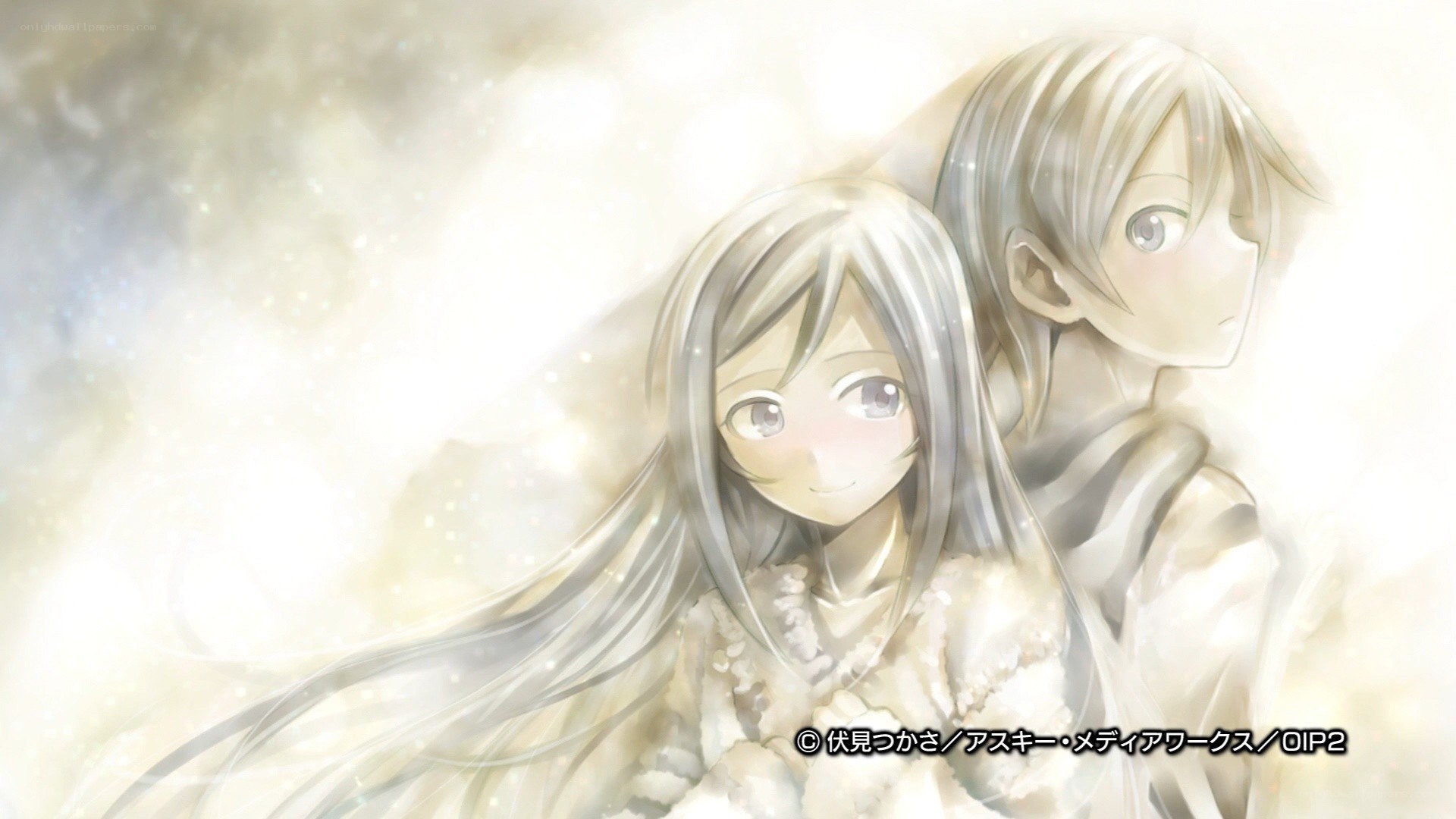 anime couple in soft light