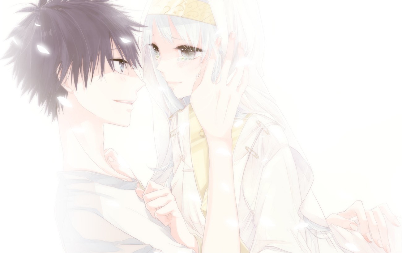 anime couple in soft light