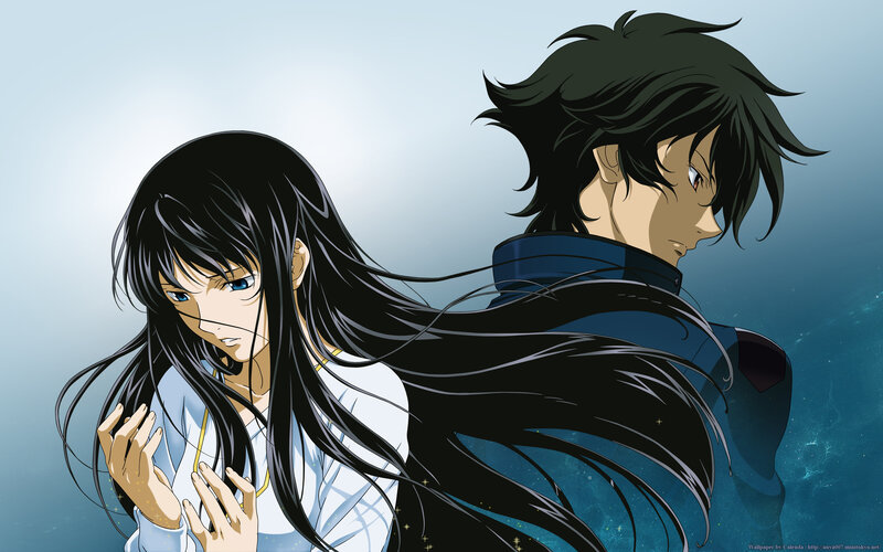 anime couple in space