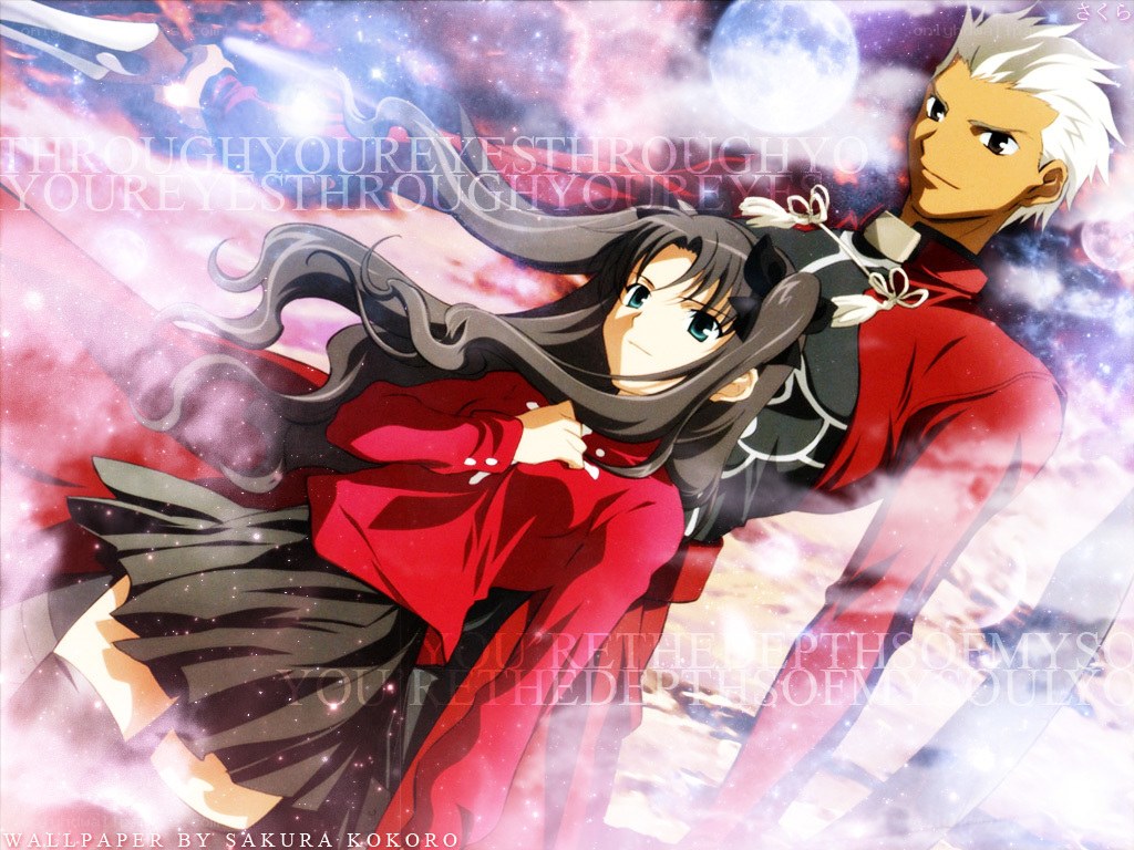 anime couple in space