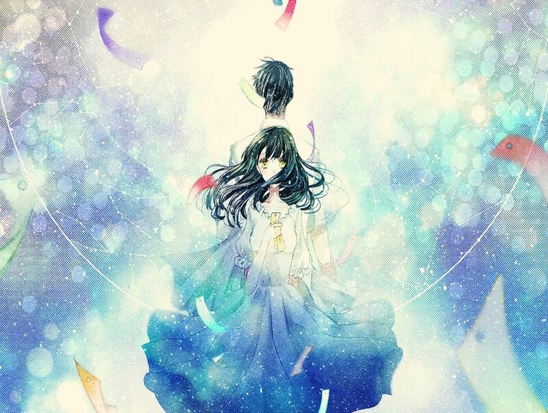 Anime Couple in Space — Blue, Dreamy