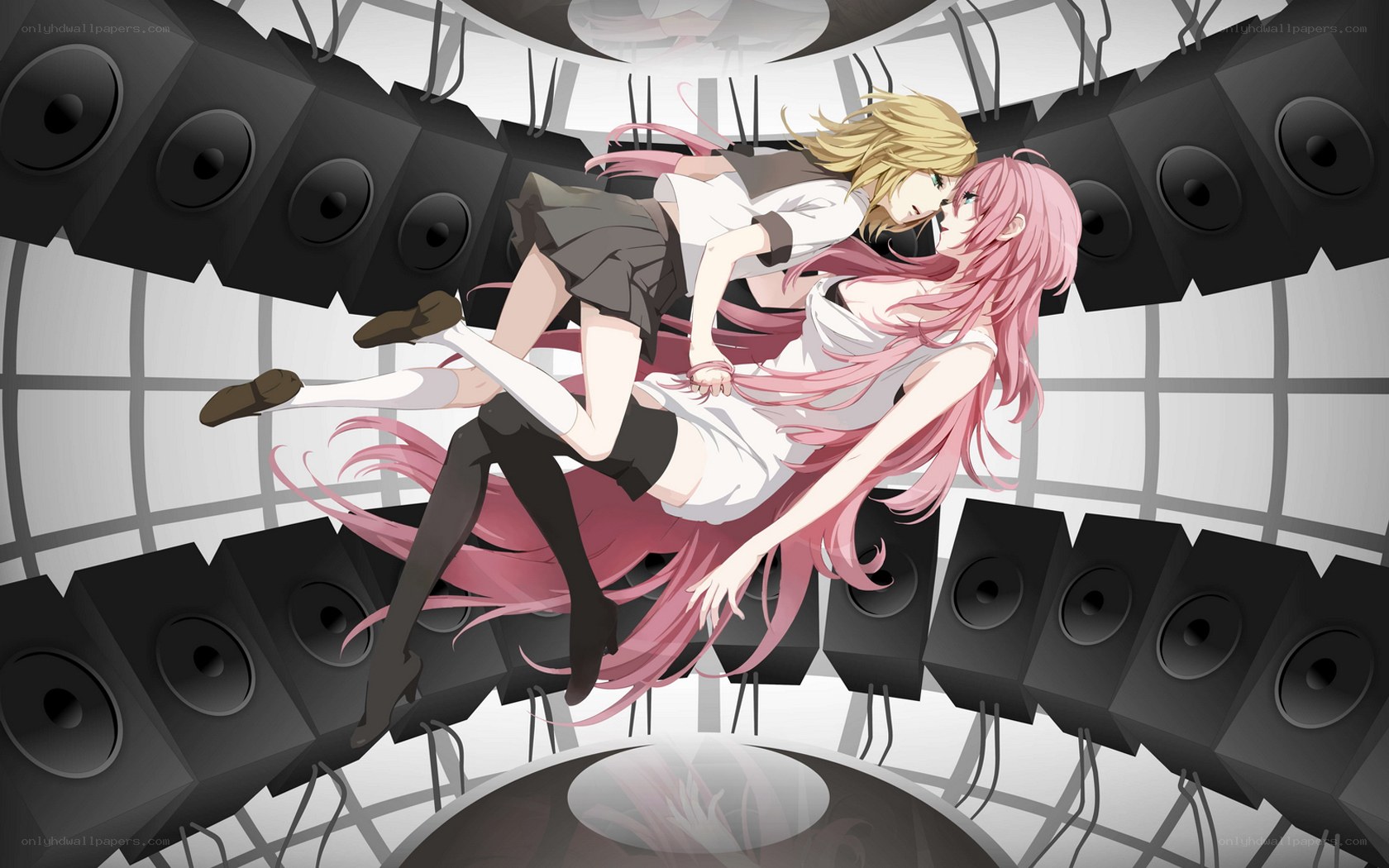 anime couple in speaker room