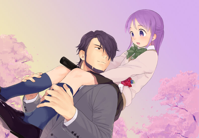 Anime Couple in Spring — Purple