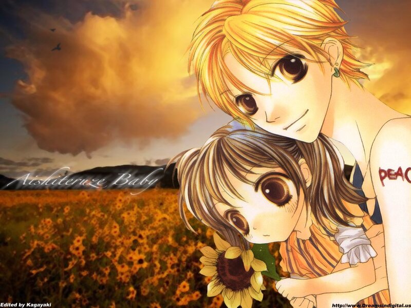 Anime couple in sunflower field