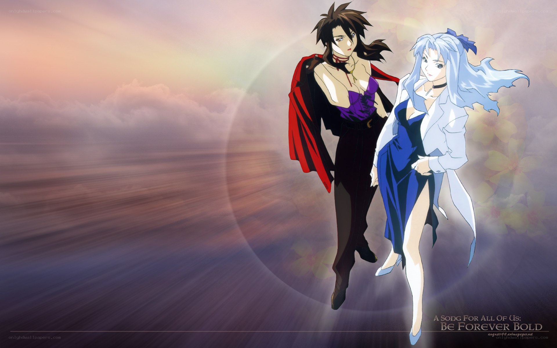Anime couple in sunset
