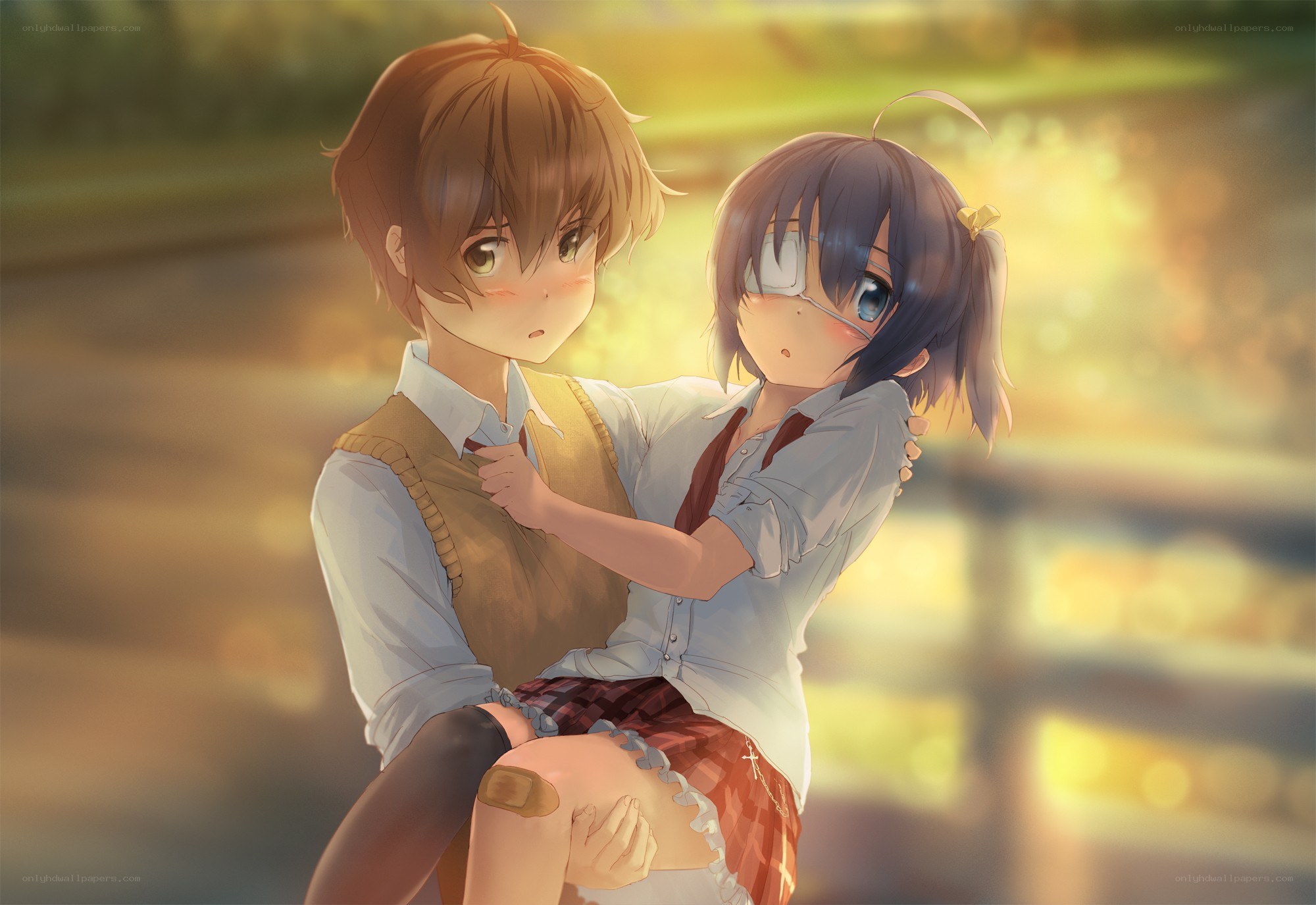 Anime couple in sunset