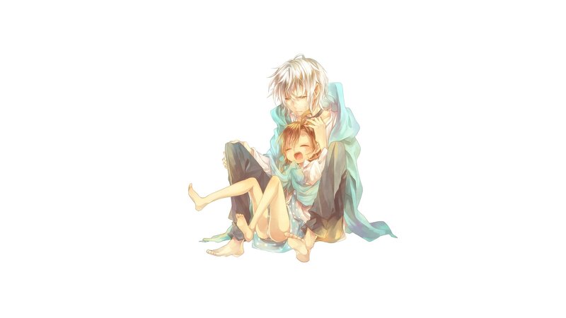 Anime couple in tender moment
