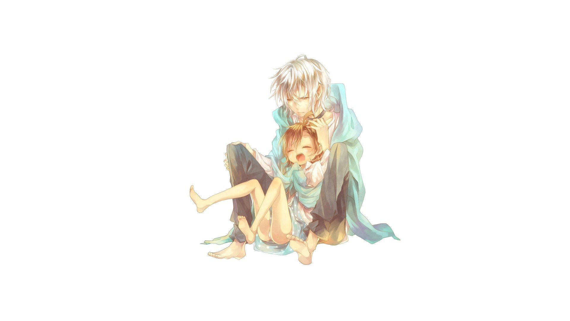 Anime couple in tender moment