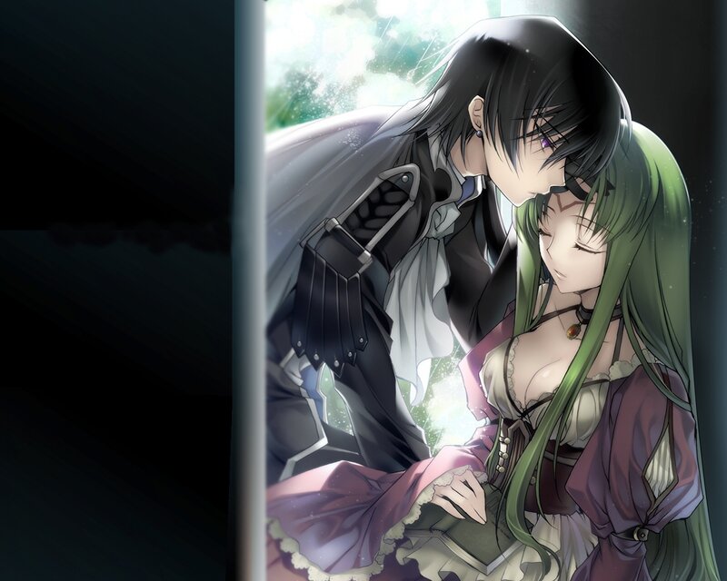anime couple in tender moment