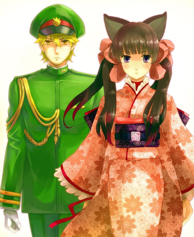 anime couple in traditional attire
