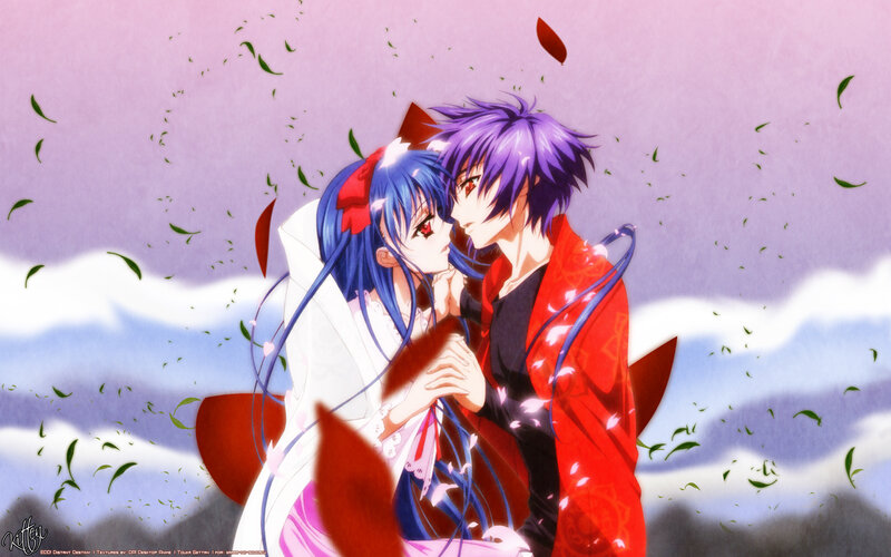 anime couple in traditional attire
