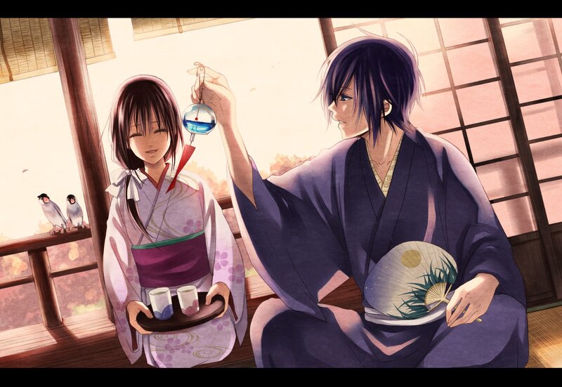 Anime couple in traditional attire