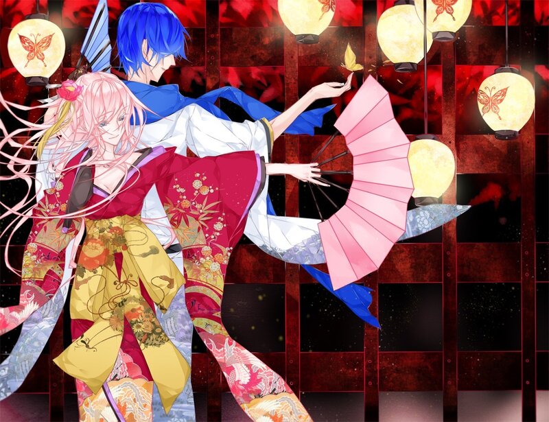anime couple in traditional attire