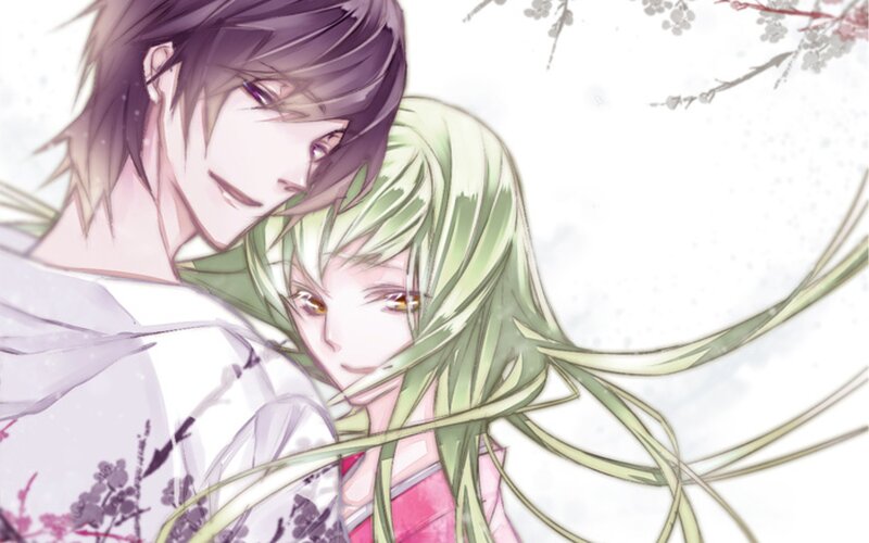 anime couple in traditional attire