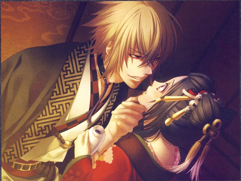 Anime couple in traditional attire